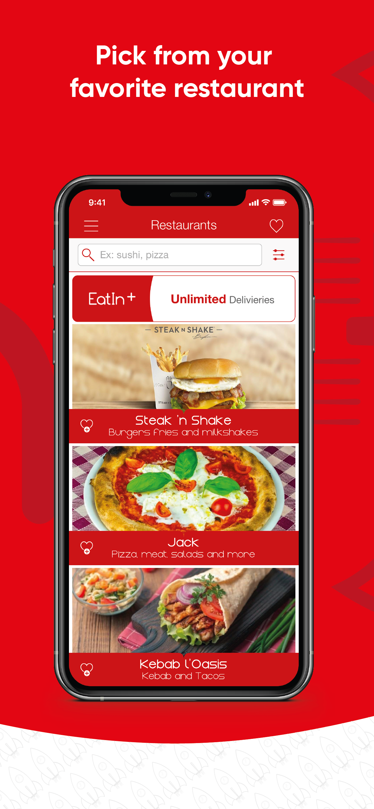 Schermata di EatIn - App iOS